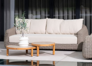 Ensemble de fauteuils 4seasons en cordage beige sur une terrasse